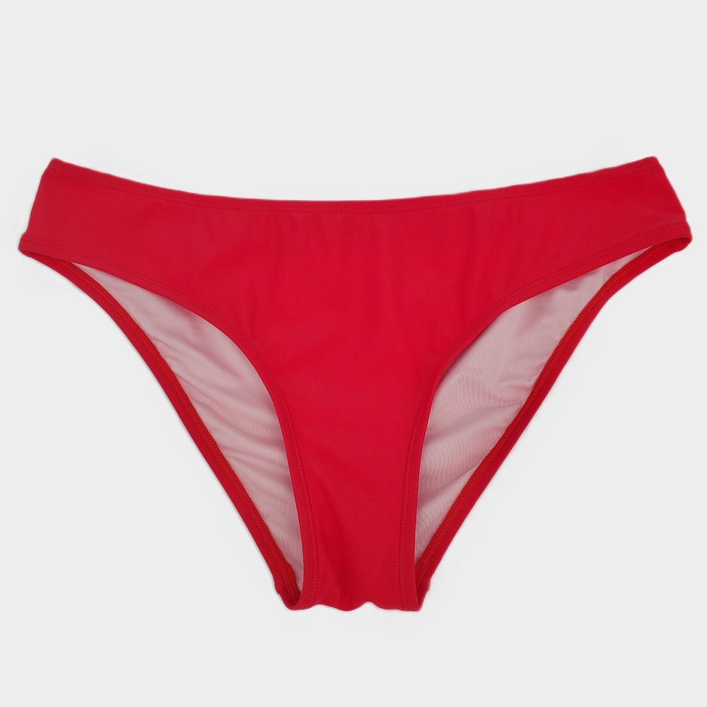 Cupshe Mid Rise Bikini Swim Bottom Medium Red Lined Stretch Classic Bright Bold